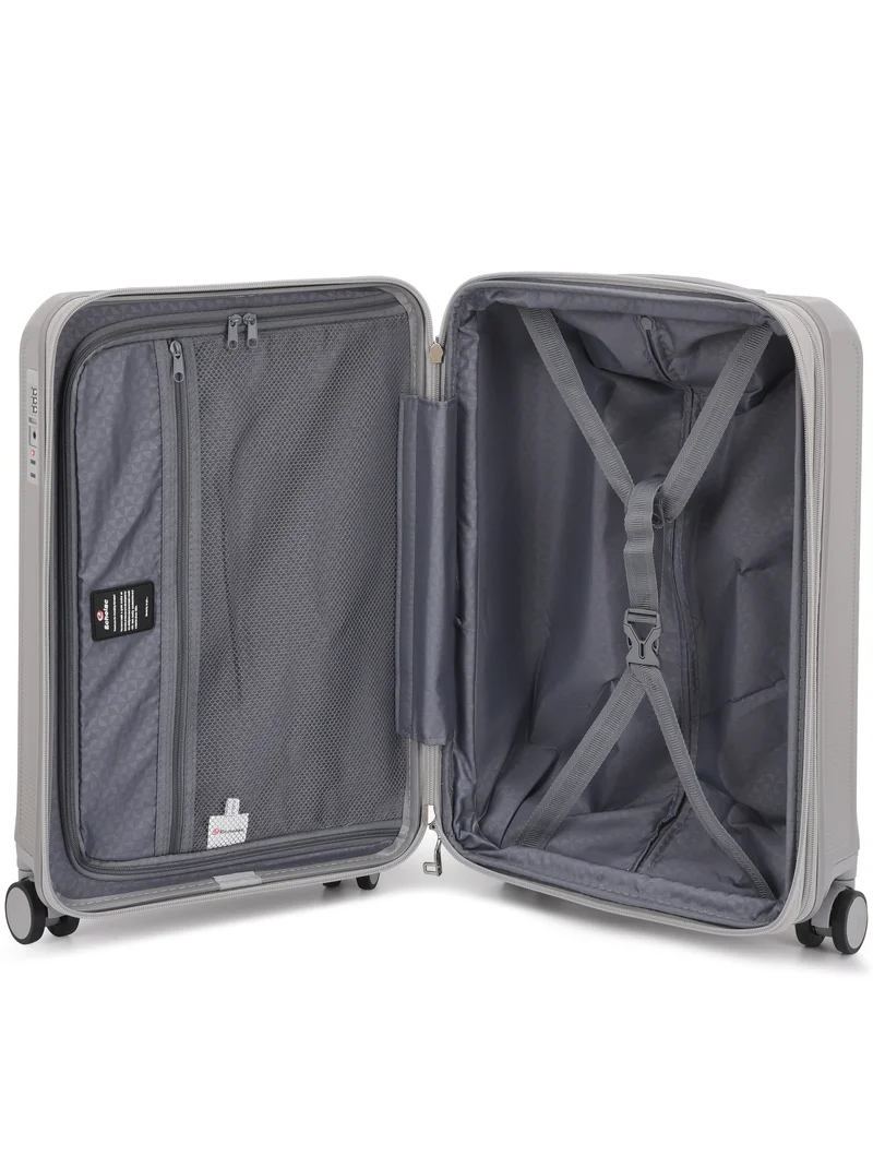 Echolac  Sense 56+67+78 Cm Hardcase Expandable 4-Double Wheeled 3 Piece Luggage Trolley Set - Silver  | Best Price UAE